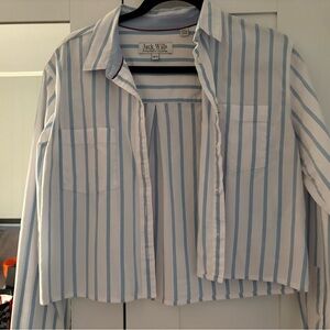 Jack Wills Light Blue and White Striped Top
